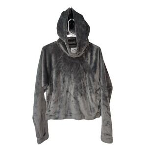 Hollister Gray Cropped Hoodie Top Super Soft‎ Pullover Women's Size Small